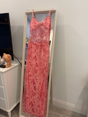 Peppermayo Coral Pink Sequin-Embellished Slip dress